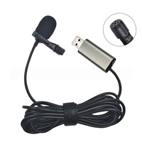 Microphone Lavalier USB Filaire de 2m avec Port Écouteurs 3,5mm pour Ordinateurs Portables, de Bureau, Terminaux de Point de Vente et Enregistrement