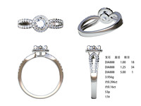 Bague RSWWS080 en argent 925 avec diamant principal entouré de quatre doigts croisés et moissanite de qualité D VVS1, pierres précieuses en vrac