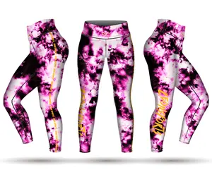 कस्टम लोगो लोकप्रिय गुलाबी डिजाइन बनाने की क्रिया डिजिटल मुद्रण उच्च कमर फिटनेस योग लेगिंग चड्डी पैंट