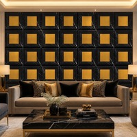 Vente en gros de panneaux muraux 3D en PVC imperméables de 50x50 cm, motif marbre doré moderne, pour les lieux résidentiels et commerciaux