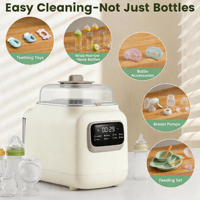 Longbank Nouveau Nettoyeur Stérilisateur Sécheur et Rangement Électrique Automatique 4-en-1 pour Biberons – Machine à Laver 6 Biberons