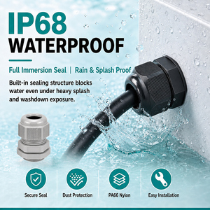 Pressacavo in Nylon PA66 Impermeabile IP68 PG7-PG63 con Raccordo Antistress e Dado di Bloccaggio per Scatole di Giunzione e Pannelli di Controllo - Product Image 2