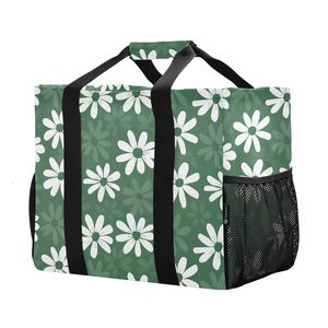 Wholesale Green Daisy Flowers <b>Canvas</b> Shopping Bag Reusable Grocery Bags Extra Large <b>Shopper</b> Tote with Handle - Product Image 4