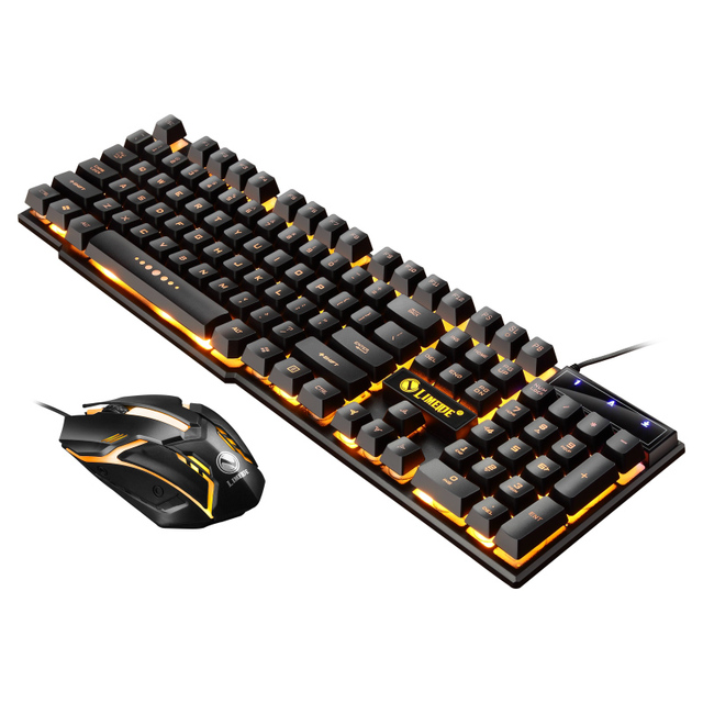 New Mini Ultra Thin Waterproof Gaming Mechanical Keyboard LED Rainbow Backlight Wired Mouse Combo