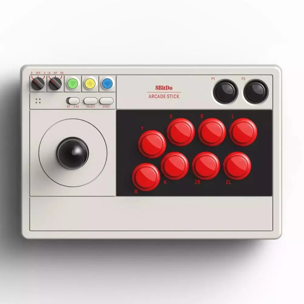 8Bitdo V3 Stik Arkade untuk Sakelar Windows dengan Pemetaan Tombol Kustom Joystick Membuat Makro dengan Penerima Nirkabel 2.4G