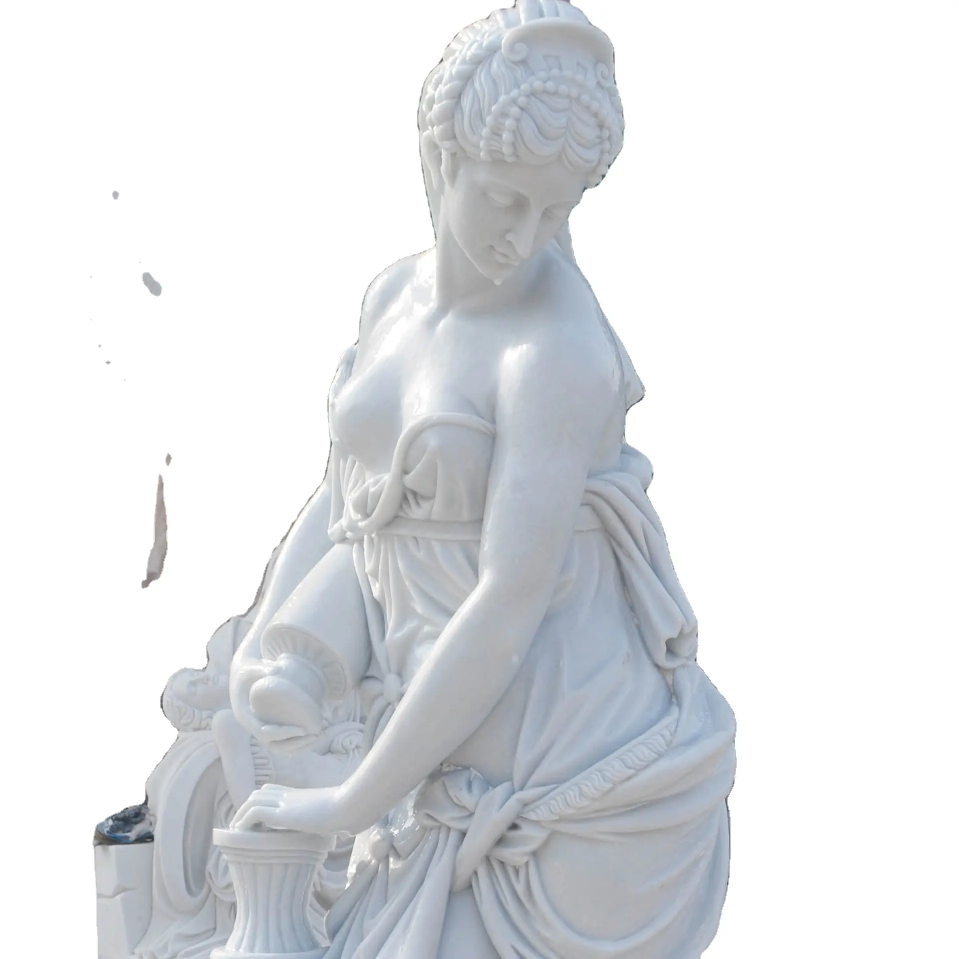 आउटडोर उद्यान सजावट प्राकृतिक पत्थर सफेद संगमरमर लेडी मूर्तिकला महिला मूर्तियों एन्जिल मूर्तिकला प्रतिमा