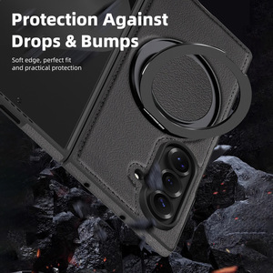 Custodia in pelle di lusso con anello Rotatabale in metallo custodia per telefono cellulare per Samsung Galaxy Z Fold 7 6 <span class=keywords><strong>5</strong></span> - Product Image 3