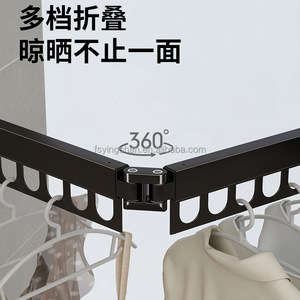 Folding Laundry Drying Rack Retractable Wall-Mounted Aluminum Carton 18\" Foldable <b>Clothes</b> <b>Hanger</b> 2pcs Detachable Hooks Bathroom - Product Image 2