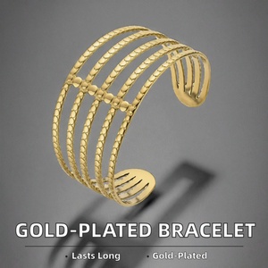 Lady's Stainless Steel Gold-Plated Geometric Trendy Elegant Luxury Girls' Fashion Bangle <b>Bracelet</b> Jewelry - Product Image 6