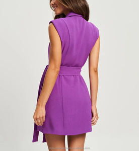 Nuovo arrivo moda donna abbigliamento Summer Blazer Dress elegante senza maniche tinta unita <span class=keywords><strong>Color</strong></span> <span class=keywords><strong>lavanda</strong></span> Blazer Dress Womans - Product Image 3