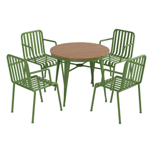 Đồ gỗ ngoài trời bền gỗ-nhựa <span class=keywords><strong>Composite</strong></span> bàn tròn với khung sắt cho sân - Product Image 5