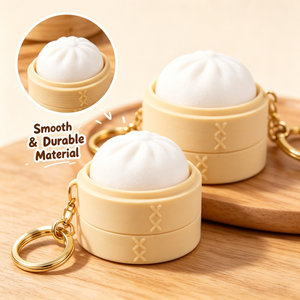 Porte-clés anti-stress BaoZi en forme de pain vapeur farci, imprimé en 3D, fait main, pour adultes, avec fonction clavier, modèle 2026 - Product Image 3