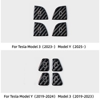 Stiker Tombol Saklar Pintu Mewah Serat Karbon untuk Aksesoris Interior Mobil Tesla Model Y/3