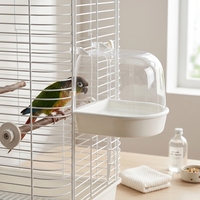 Baignoire transparente en plastique léger anti-éclaboussures pour oiseaux, boîte de bain pour perroquets, bol de lavage pour animaux de compagnie à fixer sur la cage