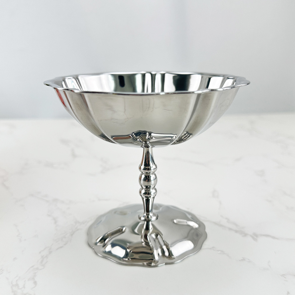 silver Ice cream cup high