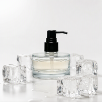 Flacon pompe cylindrique en verre transparent avec décalcomanie, distributeur vide de savon liquide pour shampoing, gel douche, emballage cosmétique