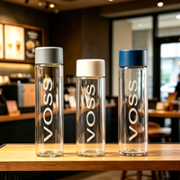 Bouteille en verre cylindrique pour jus, lait, thé, eau VOSS, avec bouchon à vis et logo personnalisé, vente en gros