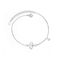 Bijoux fins en gros 925 argent Sterling plaqué rhodium étoile planète lien chaîne Bracelet pour femme