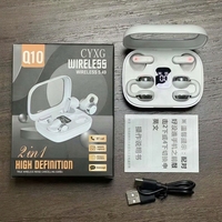 Écouteurs sans fil 2-en-1 pour couple, oreillettes doubles à clipser, casque TWS avec affichage LED pour le sport, le gaming, les voyages et l'usage quotidien