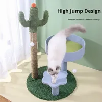 CactusCat Arbre à chat moderne à 3 niveaux, grand lit pour chat, griffoir, structure d'escalade, durable, confortable, en peluche et sisal, sans perte de poils, pour animaux de compagnie d'intérieur