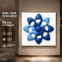 Sculpture murale 3D bleu roi à motif floral ajouré, style moulin à vent, pour décoration d'entrée de hall d'hôtel, couloir, projet OEM personnalisé en gros
