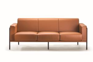 Sofá de Oficina de Dos Plazas de Diseño Moderno Matis, Tapizado en Cuero, con Cojines Extraíbles, Estructura Metálica con Tuberías Visibles, Comercial - Product Image 2