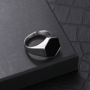 Großhandel Edelstahl Schwarz Emaille Siegelring Für Männer - Product Image 3