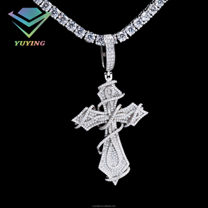 Nuevas existencias: Colgante de cruz de moissanita VVS color D, chapado en oro sobre plata de ley 925, estilo Hip Hop, con incrustaciones de circonitas, pasa la prueba del diamante, para regalo. - Product Image 5