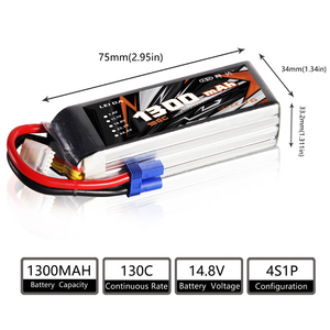 Nhà Máy Giá 14.8V 1300mAh <span class=keywords><strong>Lithium</strong></span> BATTERIE gói có thể sạc lại <span class=keywords><strong>AA</strong></span> LiPo pin <span class=keywords><strong>Lithium</strong></span> Polymer Pin cho Drone FPV UAV - Product Image 3