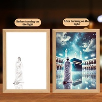Lampe à cadre LED 4D musulmane, image de Jésus, veilleuse, murale religieuse, décoration de la maison, Ramadan, chrétien, rechargeable par USB, à intensité variable