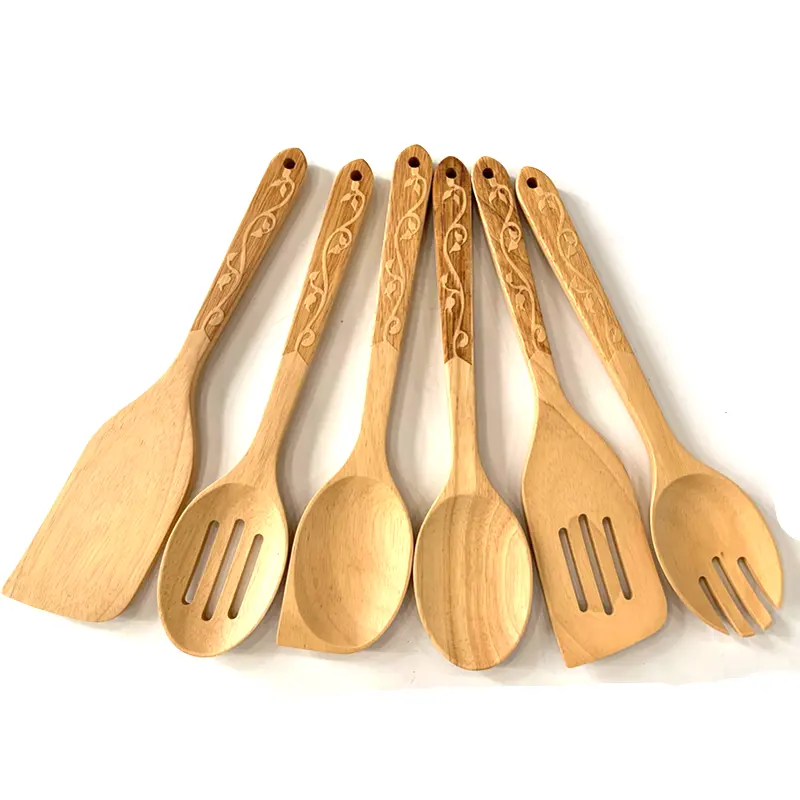 Conjunto de colher de madeira feito sob encomenda, conjunto atacado de ferramentas de cozinha utensílios de cozinha