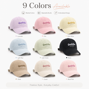 Gorra de papá de sarga de 6 paneles, estilo vintage, lavada y desgastada, color pastel macaron, con bordado de letras 3D <span class=keywords><strong>Goodvibes</strong></span> y visera deshilachada, ajustable - Product Image 5