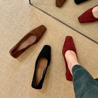 WITHCOCO Zapatos de Tacón de Aguja de Ante Francés para Mujer, Novedad de Invierno, con Punta Cuadrada, Elegantes, de Corte Bajo y Suela de Goma