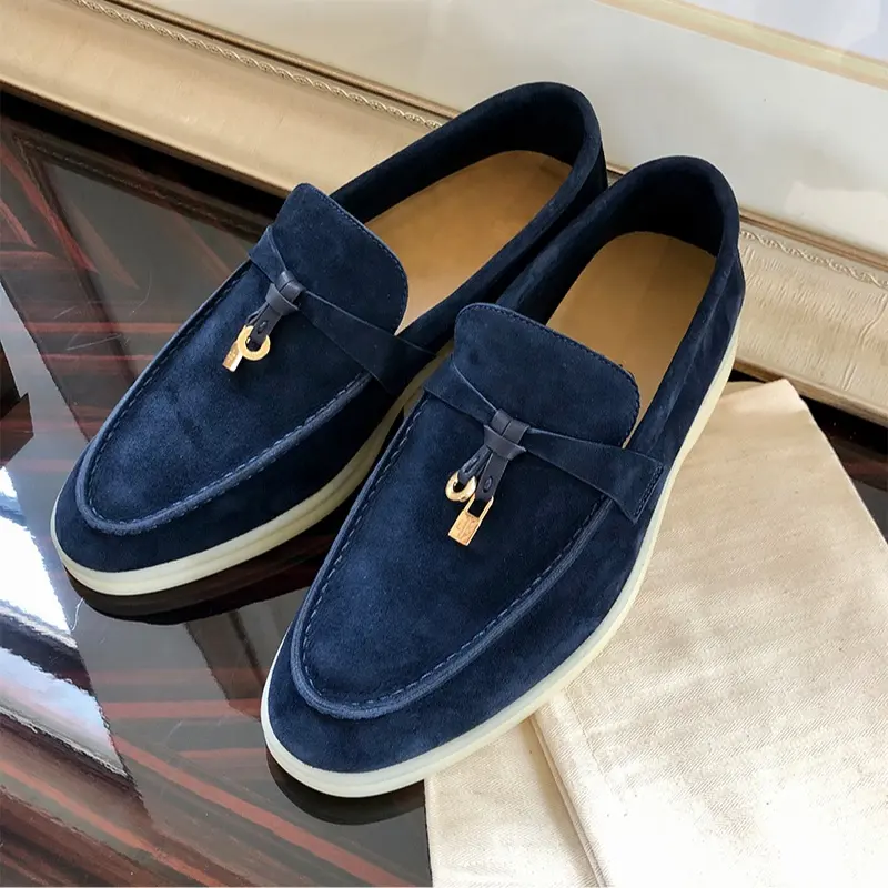 High Quality LP Loafers Custom Logo work portable spring autumn soft sole recycle moccasins Woman shoes man Flat Shoes