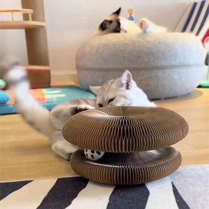 2022 Baru Datang Lucu Kucing Scratcher Kardus Lipat Fleksibel Musim Semi Bergelombang Kucing Peliharaan Menggaruk Pos untuk Kucing - Product Image 4