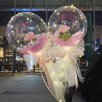 Ballon lumineux LED 2026, cadeau pour la fête des mères, bouquet de roses, ballons à l'hélium, roses, globos, ensemble pour la Saint-Valentin, fleurs décoratives, ballon LED Bobo