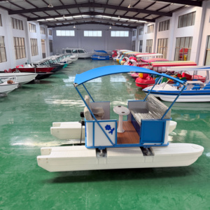 Bateau à ponton en plastique, électrique, <span class=keywords><strong>4</strong></span> <span class=keywords><strong>personnes</strong></span>, famille, plein air, parc aquatique, location, rivière, lac, hôtel, <span class=keywords><strong>voyage</strong></span>, sécurité, bateau de loisirs - Product Image 2