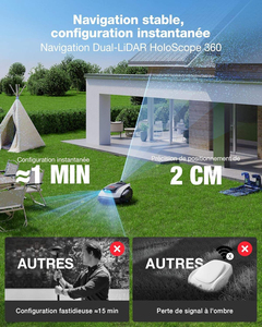 เครื่องตัดหญ้าอัตโนมัติระดับพรีเมียม Ecovacs GOAT O1200 LiDAR PRO สำหรับพื้นที่ 1200 ตร.ม. พร้อมระบบทำแผนที่อัตโนมัติผ่านแอพพลิเคชั่น, ระบบ LiDAR หลายเส้น, กันน้ำระดับ IPX6, ความกว้างการตัด 22 ซม., สำหรับใช้งานกลางแจ้ง - Product Image 3