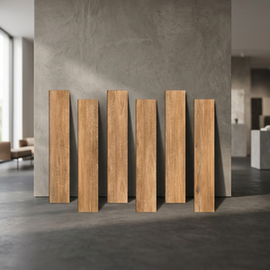 Baldosas de porcelana multicolor de 200x1200 mm con aspecto de madera mate para pisos y paredes, superficie rústica con grabado. - Product Image 5
