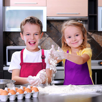Pochettes durables en coton et Polyester, 4 pièces, tabliers colorés, ajustables, pour Chef, cuisine pour enfants, vente en gros