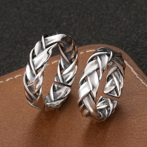 <span class=keywords><strong>Anillo</strong></span> Tejido a Mano Vintage, <span class=keywords><strong>Plata</strong></span> de Ley S925, <span class=keywords><strong>Anillo</strong></span> Abierto para Hombre y <span class=keywords><strong>Mujer</strong></span>, Regalos de Joyería para Parejas - Product Image 4