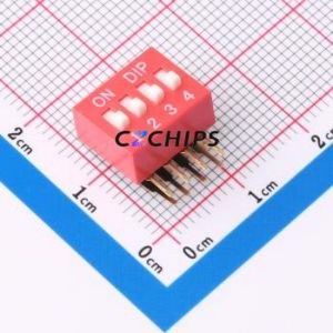 DT-04HT DIP Switch Through hole Component (THT),P=2.54mm Switch Flat Toggle, Raised Type Single Pole Single Throw 4 2.54mm - Product Image 1