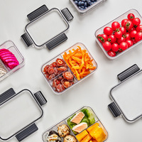 Récipient de stockage des aliments en verre sous vide rectangulaire/rond/carré borosilicate avec couvercle en plastique pour boîtes à bento déjeuner