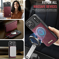 Casing HP Kulit PU Anti-RFID dengan Slot Kartu Banyak dan Penyangga Lepas, Langsung dari Pabrik ODM, Kompatibel dengan Seri Apple