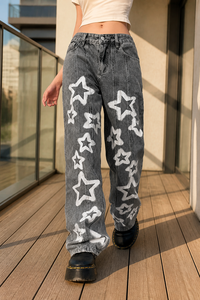High Waist Breathable Light Wash Casual Simple Knitted <strong>Cargo</strong> Y2k Straight Denim Jeans for <strong>Women</strong> 2025 - Product Image 3