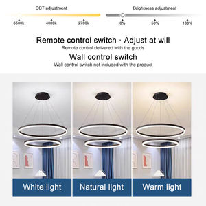 Luminaire suspendu moderne nordique <span class=keywords><strong>75W</strong></span> blanc 2 anneaux rustique minimaliste pour villa hôtel restaurant décoration d'escalier - Product Image 3