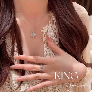 KING เครื่องประดับเงิน สร้อยคอจี้รูปดอกไม้ S925 เงินสเตอร์ลิง ชุบทอง สวมใส่ได้ทุกวัน สไตล์ลำลอง - Product Image 5