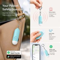 Alarme personnelle SOS de défense personnelle, porte-clés, appel d'urgence, partage de localisation, alarme rechargeable avec batterie au lithium, alarme portable