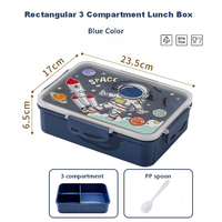 Boîte à lunch personnalisée avec logo, couvercle intégral, impression IML, 3 compartiments, boîte bento en plastique avec couverts pour la promotion de la marque