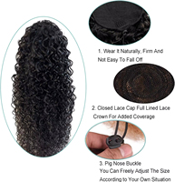 Vague d'eau profonde cordon queue de cheval véritables Extensions de cheveux humains postiche naturelle brésilienne avec Clip Ins Remy queue de poney